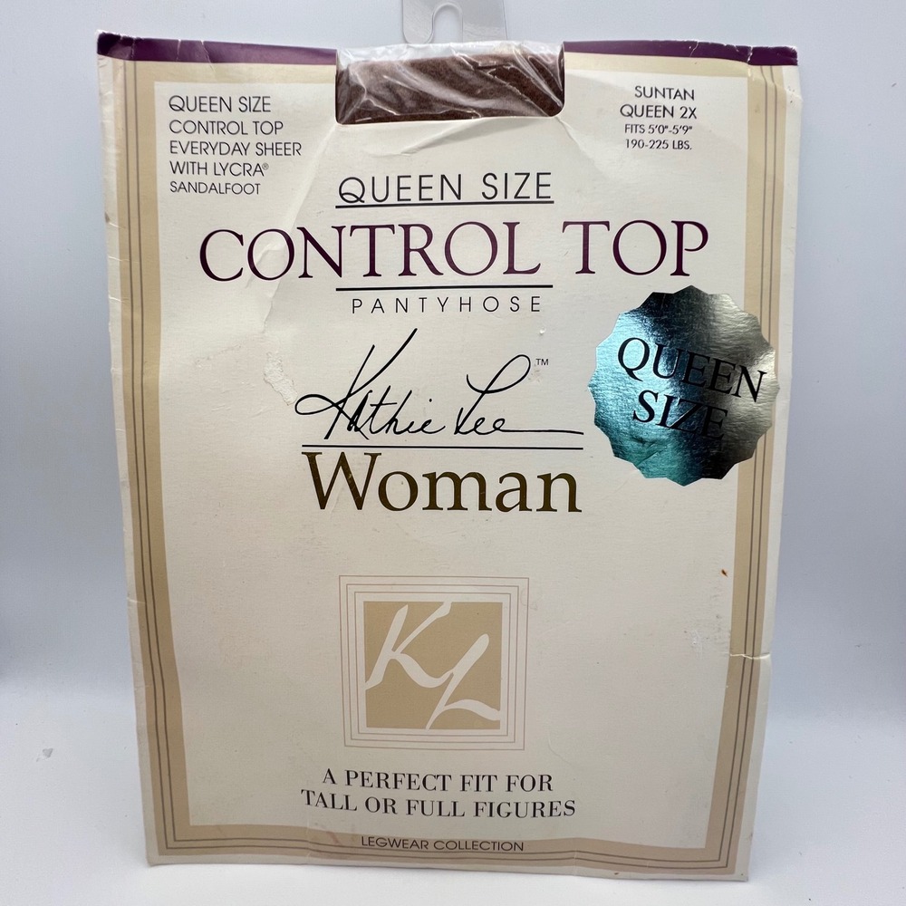 Kathie Lee Woman Queen Size Control Top Nylons Everyday Sheer Size 2X Suntan nos